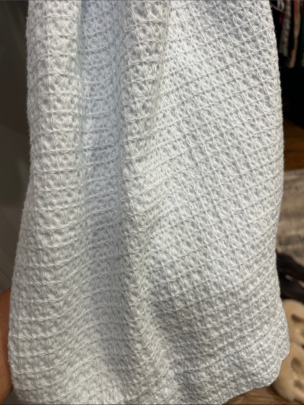 Light Blue Waffle Robe with Belt. X-Small - Picture 4 of 4